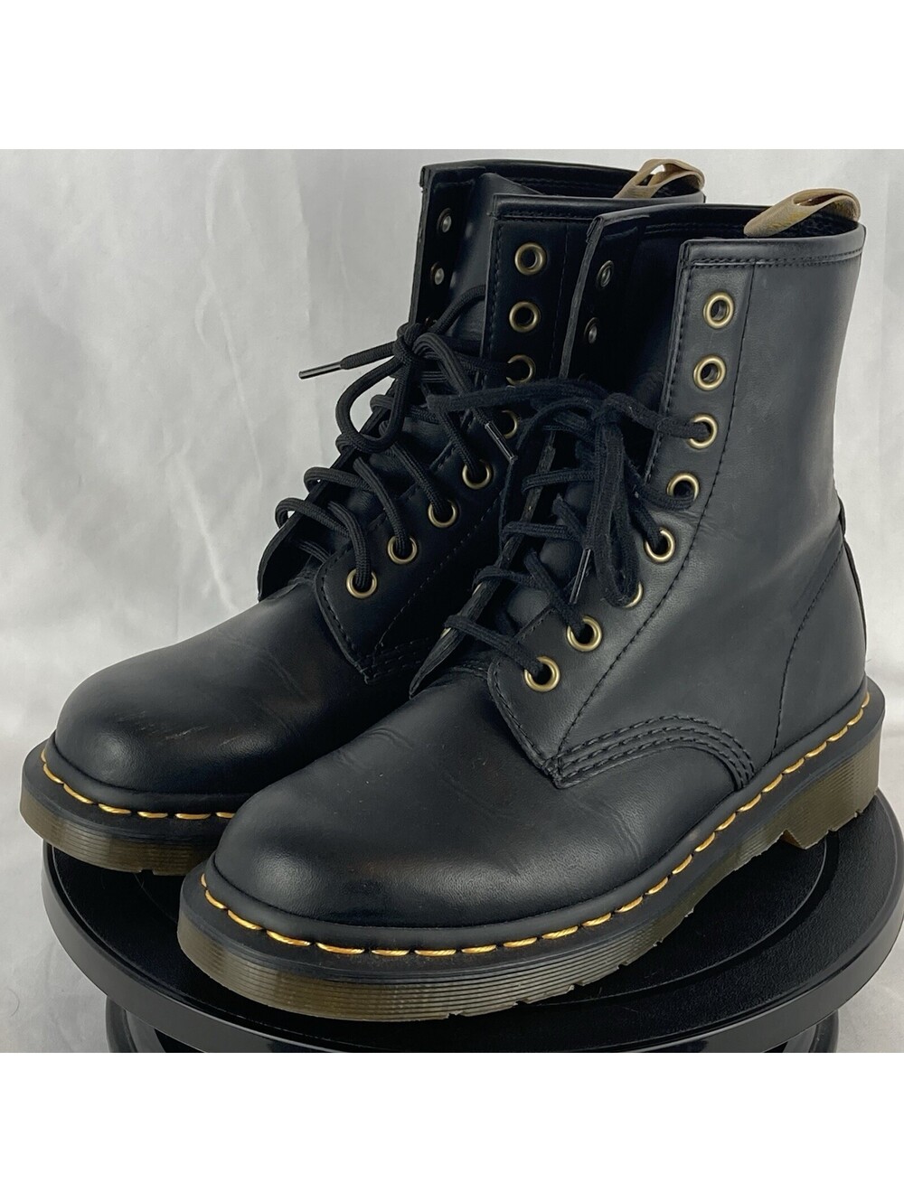 Women’s Size 6 Dr Martens 1460 Black Soft Vegan Leather Combat Boots 8-Eye 14045